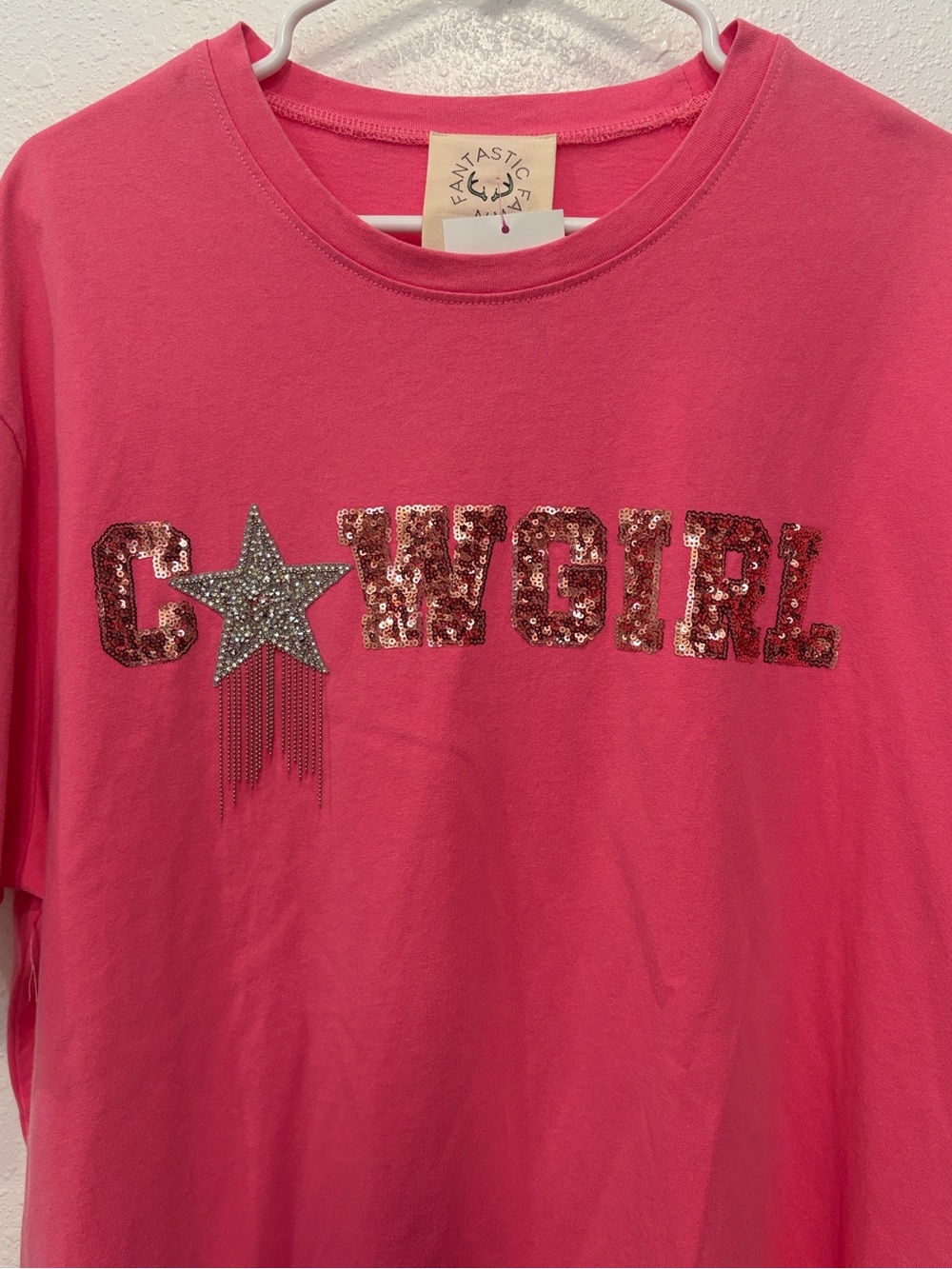 Pink Sequin Cowgirl Tee